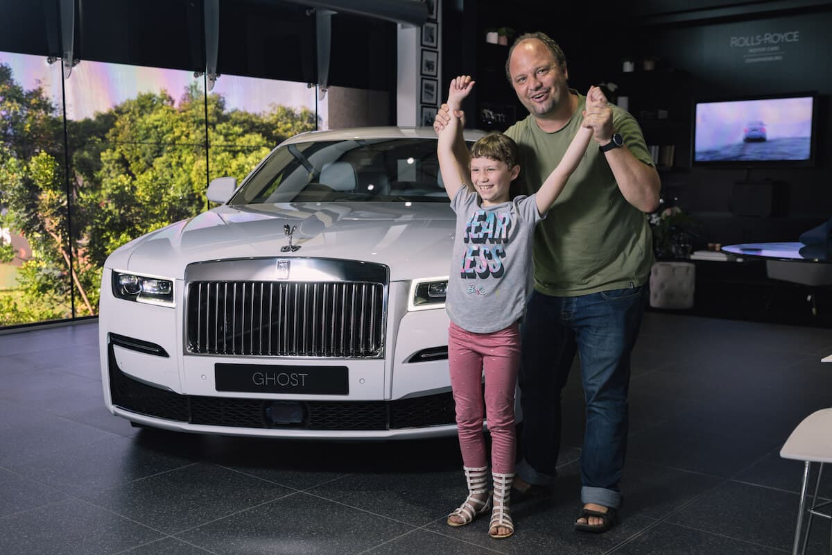 Kara with her proud father at Rolls-Royce Motor cars Johannesburg showroom_1