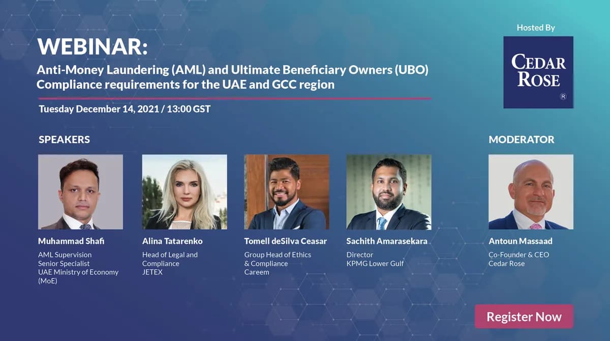 سيدار روز تستضيف ندوة عبر الإنترنت حول متطلبات الامتثال بشأن مكافحة غسل الأموال والمستفيدين النهائيين_ssict_1200_670