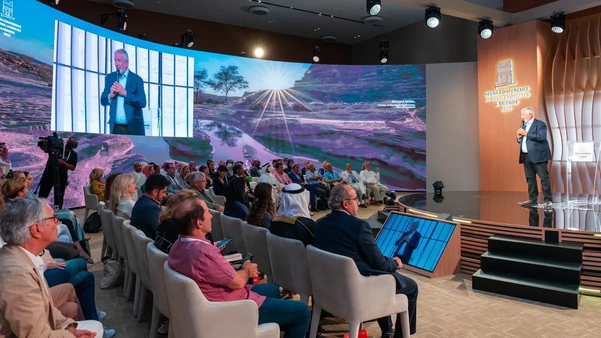 Richard Attias speaking at Maraya - Day 3 - 5th June 2022 - Hegra Conference of Nobel Laureates & Friends 2022_ssict_1200_675