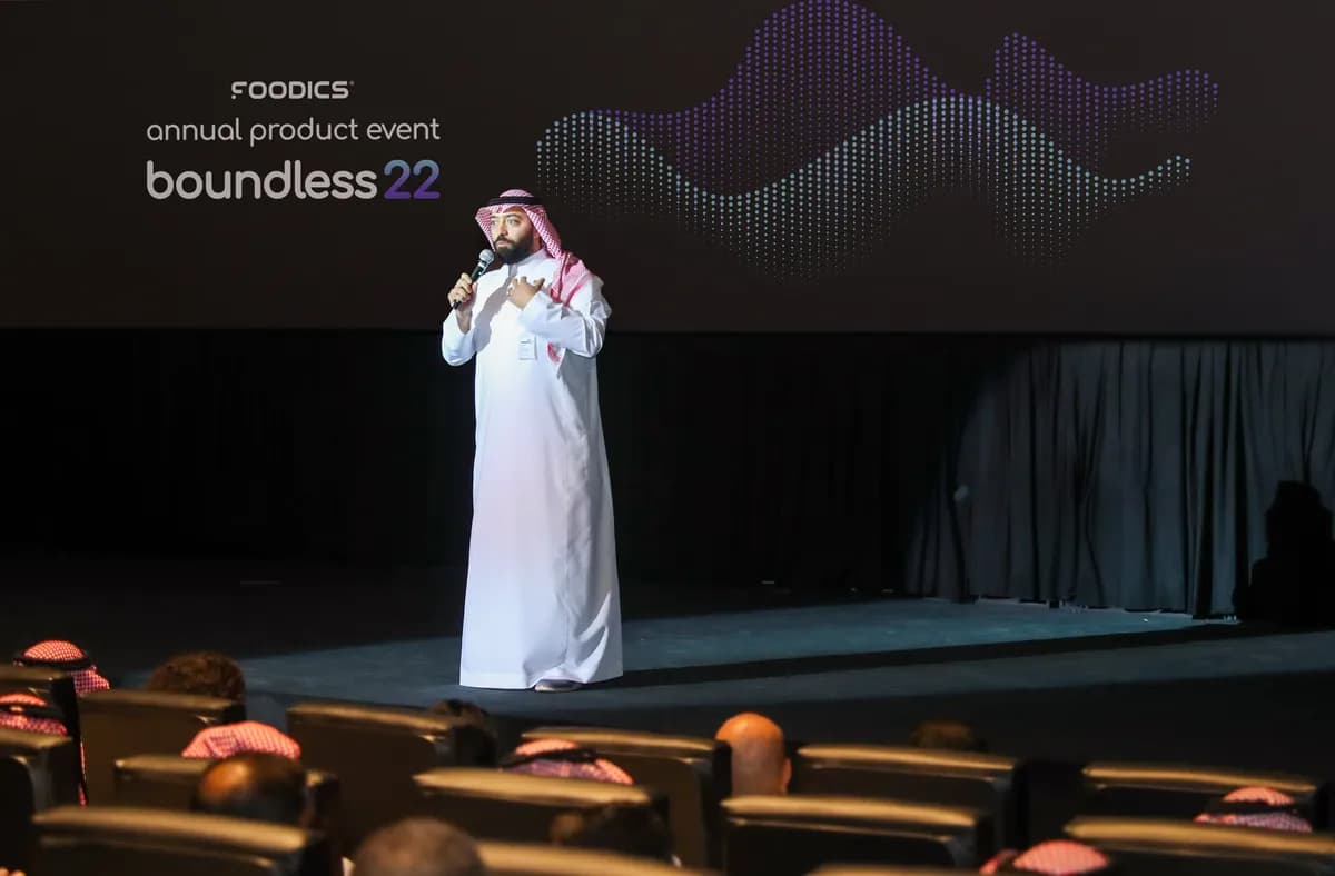 Foodics CEO Ahmad Al Zaini at Boundless 22 on stage_ssict_1200_788