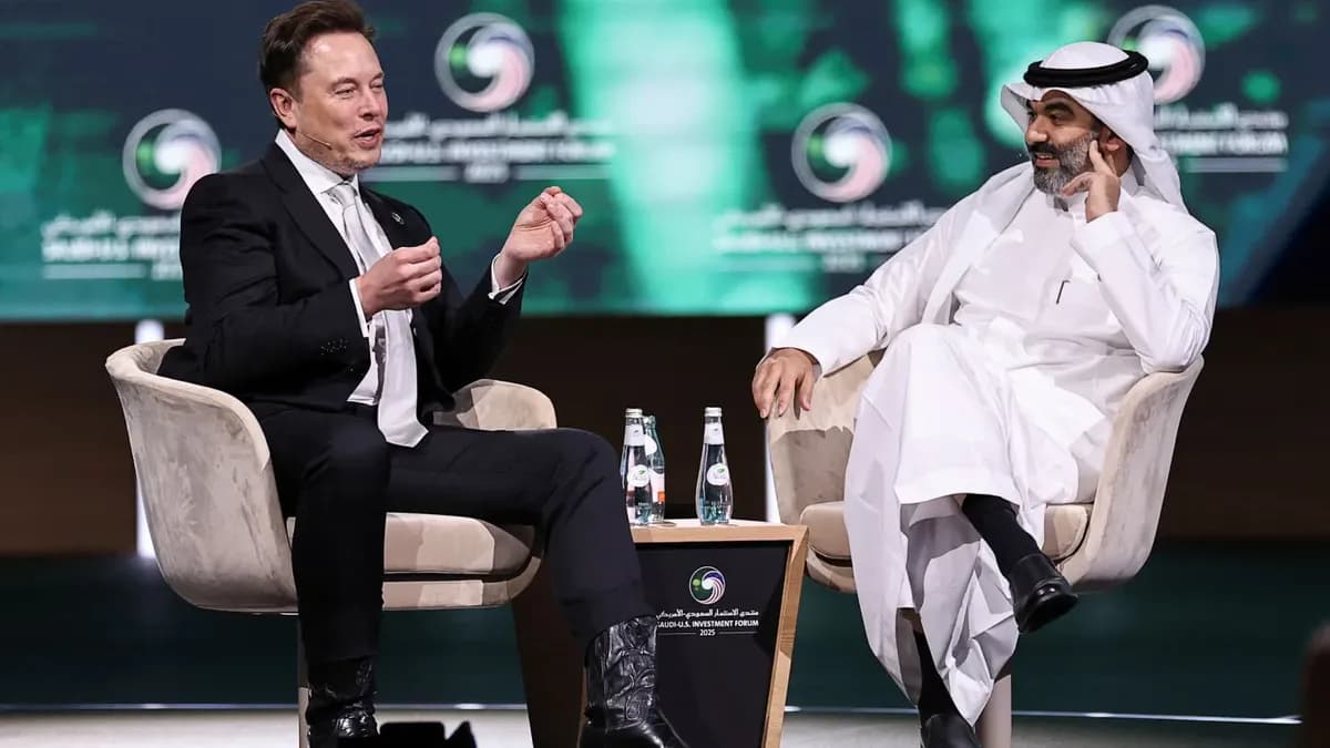 Tesla CEO Elon Musk speaks at the Saudi-U.S. Investment Forum, in Riyadh, Saudi Arabia, May 13, 2025._ssict_1200_675