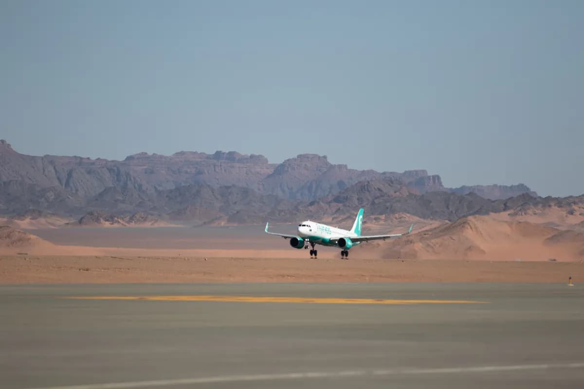 Archive; the first international flight operated by flynas, arriving at AlUla International Airport in November 2021_ssict_1200_800