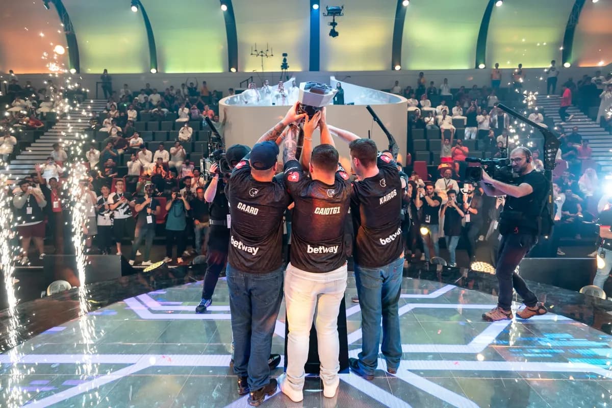 Holding the trophy moment - Team FURIA in final day of Rocket League of Gamers8_ssict_1200_800
