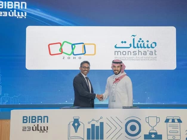 توقيع مذكرة تفاهم بينمنشآت وزوهو خلال بيبان لتسريع التحول الرقمي وتبني حلول التجارة الالكترونية1_ssict_627_468
