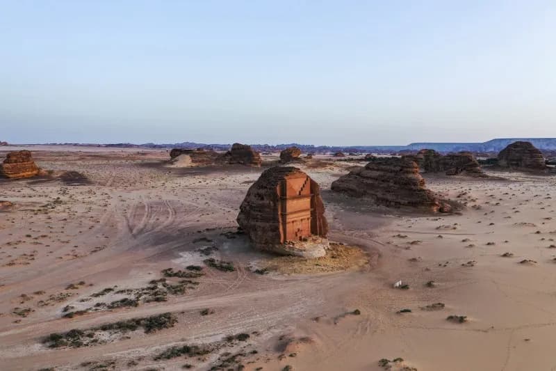 Aerial view of Tomb of Lihyan Son of Kuza, located at Hegra_ssict_800_533