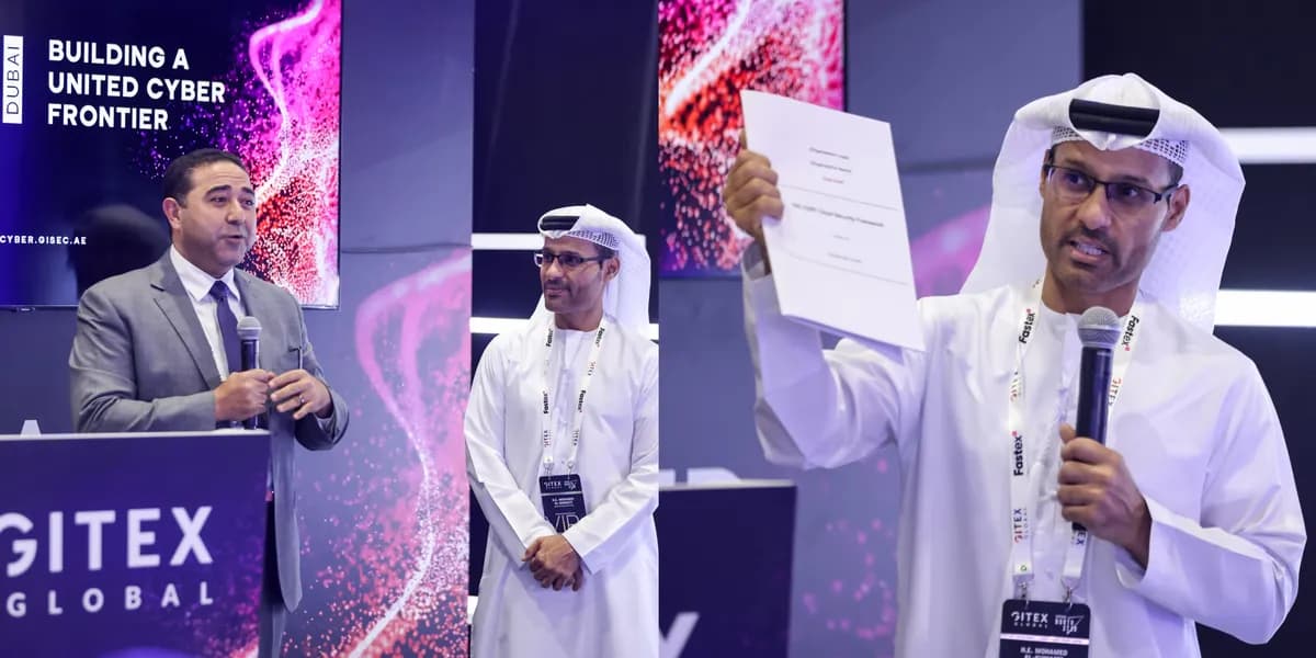 H.E. Dr. Mohamed Hamad Al Kuwaiti and H.E. Dr. Ahmed Abdel Hafez launched the OIC-CERT Cloud Security Framework.png_ssict_1200_600