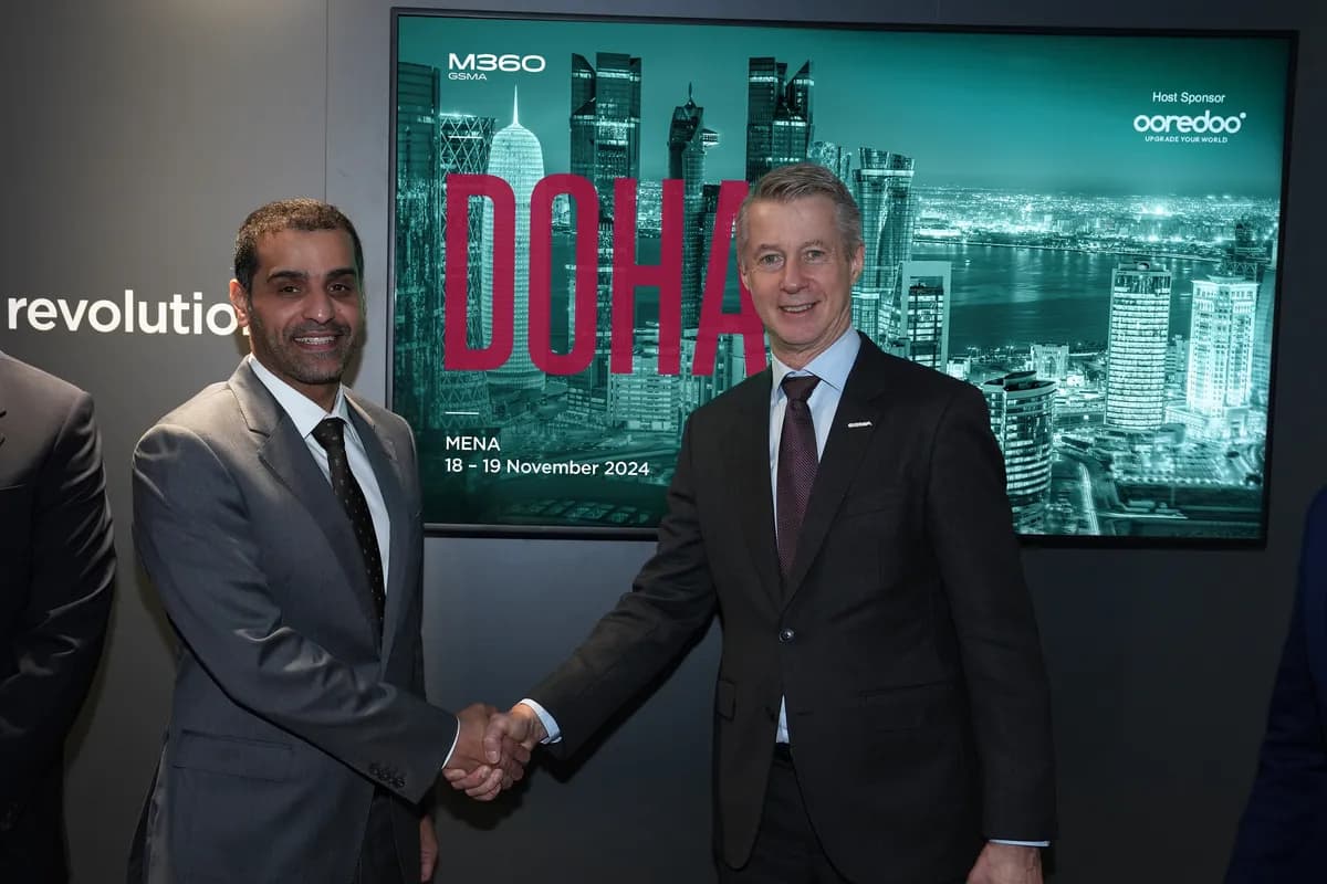 Mats Granryd, Director General, GSMA joined Sheikh Mohammed Bin Abdulla Bin Mohammed Al Thani, Deputy Group Chief Executive Officer of Ooredoo Group_ssict_1200_800