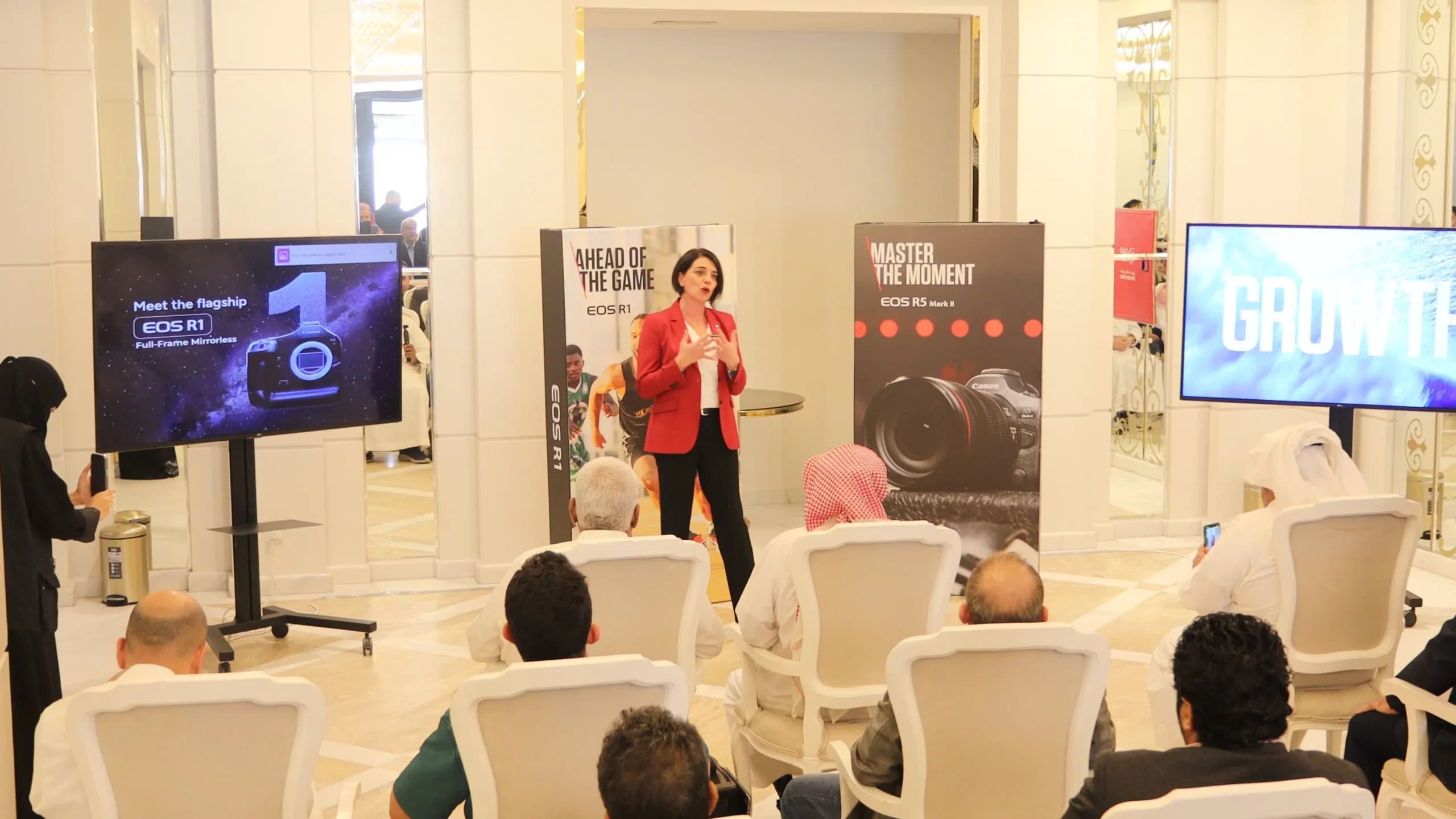 Bengu Koktener Topcu addressing medi a during the revolutionary launch eve nt of the EOS R1, EOS R5 Mark II, EOS C400 and EOS C80 in Saudi Arabia.jpg_ssict_3840_2160