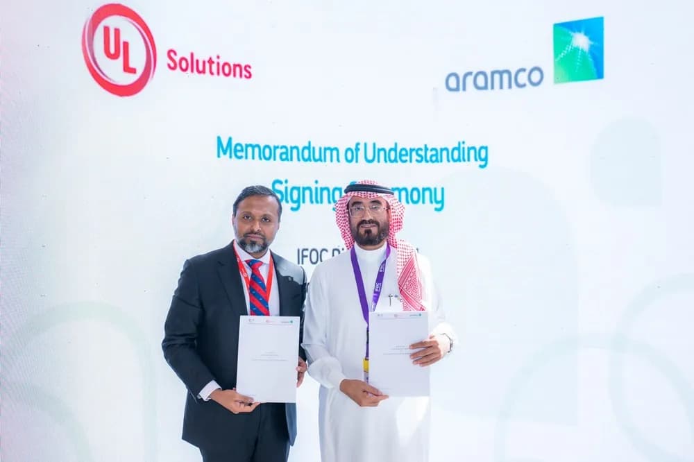 From left- Jomy Joseph, regional director of the Middle East and Africa at UL Solutions, and Abdullah M. Ghamdi, vice president of Fire Protection at Aramco._ssict_1000_666