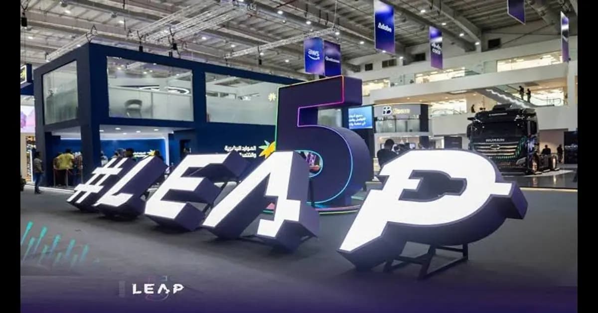 LEAP 2026 exhibition floor with attendees in Riyadh